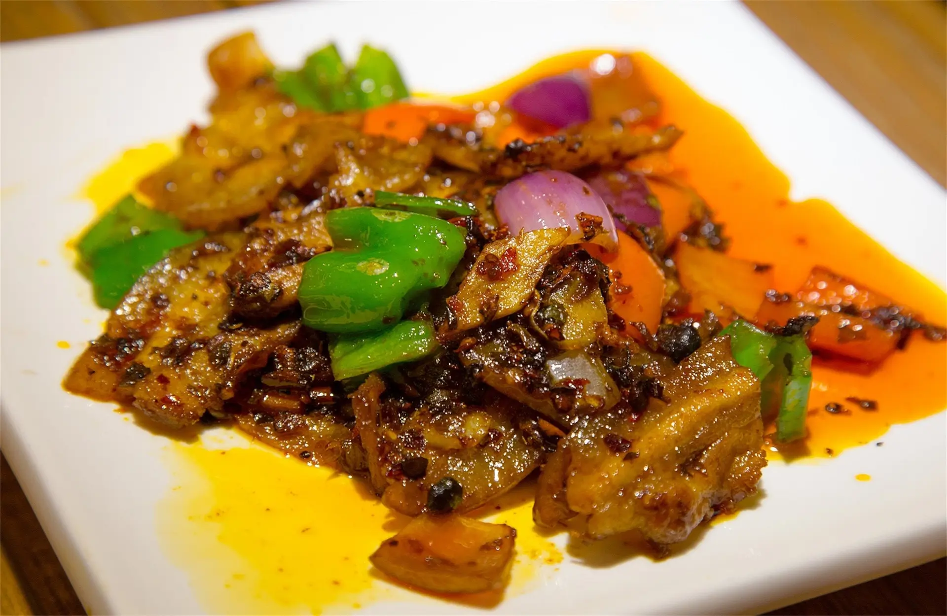 Double cook pork at New Chinatown, a Chinese Restaurant in Harrison